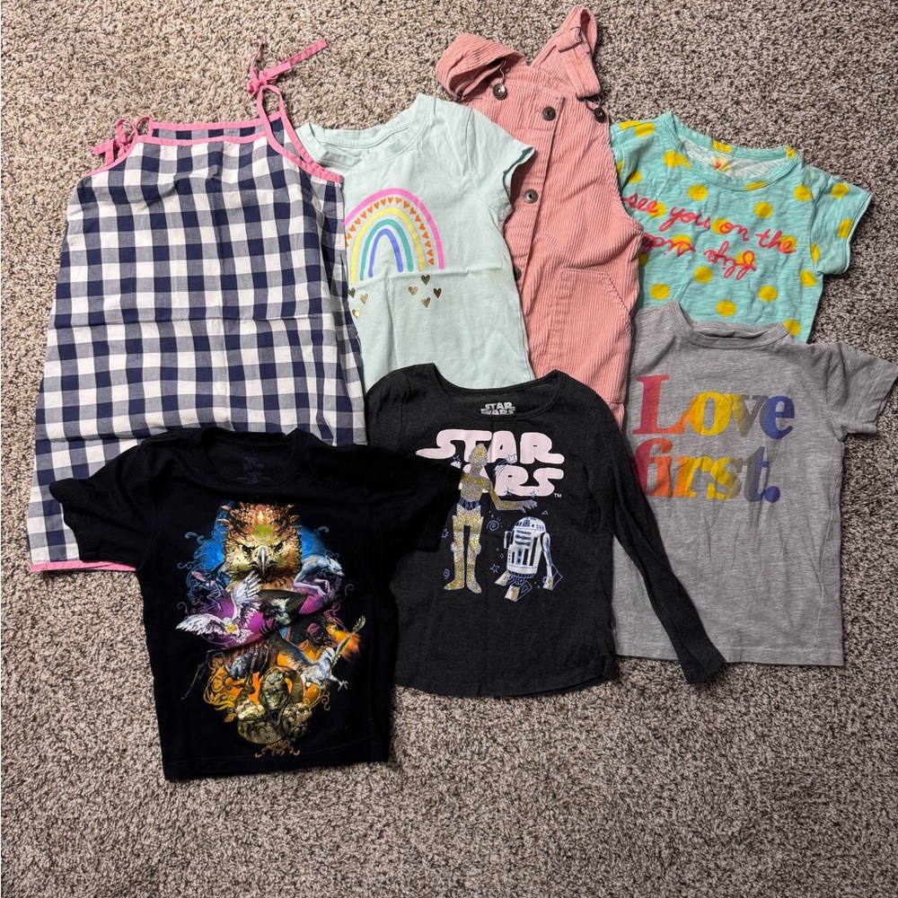 Girls Size 4/5 Bundle 5 Shirts, 2 Dresses J. Crew, Osh Kosh GUC